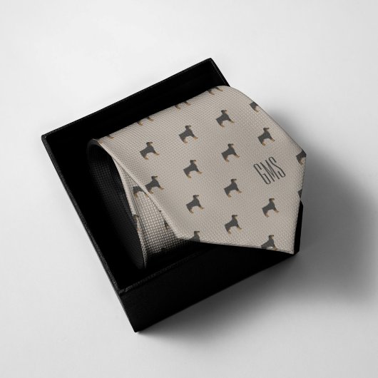 ロットワイラードッグパタモノグラムのーン ネクタイ