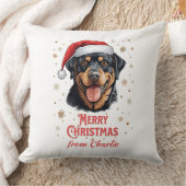 ロットワイラードッグパーソナライズされたサンタメリークリスマス クッション (ブランケット)