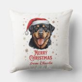 ロットワイラードッグパーソナライズされたサンタメリークリスマス クッション (裏面)