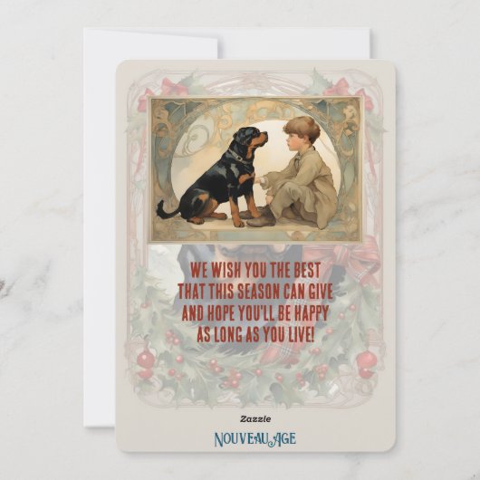 ロットワイラードッグビンテージクリスマスカード シーズンカード (裏面)