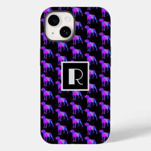 ロットワイラードッグピンクブルーシルエットモノブラック Case-Mate iPhone 14ケース