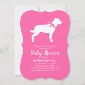 ロットワイラードッグベビーシャワーピンクガールロッティ 招待状 (正面)