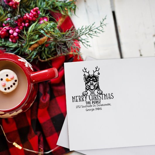 ロットワイラードッグメリークリスマス差出人住所 ラバースタンプ