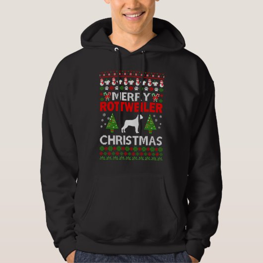 ロットワイラードッグメリークリスマス醜い パーカ (正面)