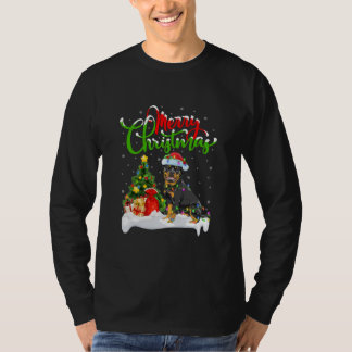 ロットワイラードッグラバークリスマス照明ロットワイラー Tシャツ