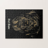 ロットワイラードッグヴィンテージポートレートロッティデザイン ジグソーパズル (横)