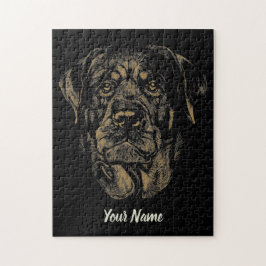 ロットワイラードッグヴィンテージポートレートロッティデザイン ジグソーパズル