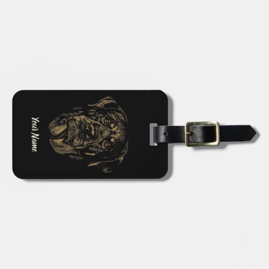 ロットワイラードッグヴィンテージポートレートロッティデザイン ラゲッジタグ (正面横)