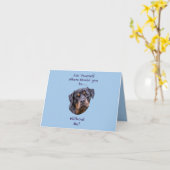 ロットワイラードッグ手描きデジタルアートかわいい カード (黄色い花)