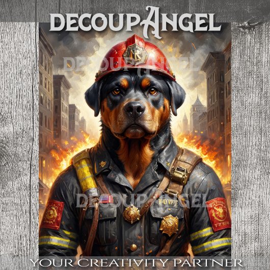 ロットワイラードッグ消防士 – デコページ –  薄葉紙