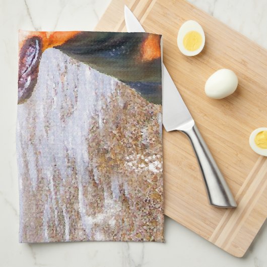 ロットワイラードッグ絵画クリスマス キッチンタオル (四つ折り)