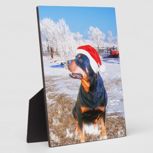 ロットワイラードッグ絵画クリスマス フォトプラーク (側面)