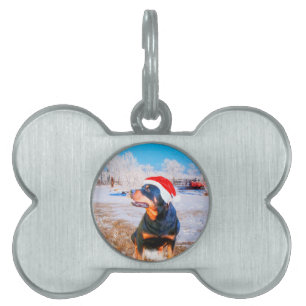 ロットワイラードッグ絵画クリスマス ペットネームタグ