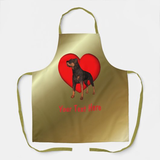ロットワイラードッグ赤いハート パーソナライズされた エプロン (正面)