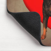 ロットワイラードッグ赤いハート マウスパッド (コーナー)