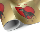 ロットワイラードッグ赤いハート ラッピングペーパー (ロールコーナー)