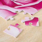 ロットワイラードッグ顔水彩スケッチピンクローズ ジグソーパズル (側面)