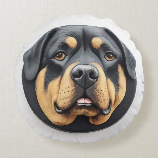 ロットワイラードッグ3D インスパイア ラウンドクッション (正面)