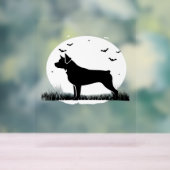 ロットワイラードッグ – ハロウィンムーンシルエットオーバーシズ アクリルサイン (ニュートラル)