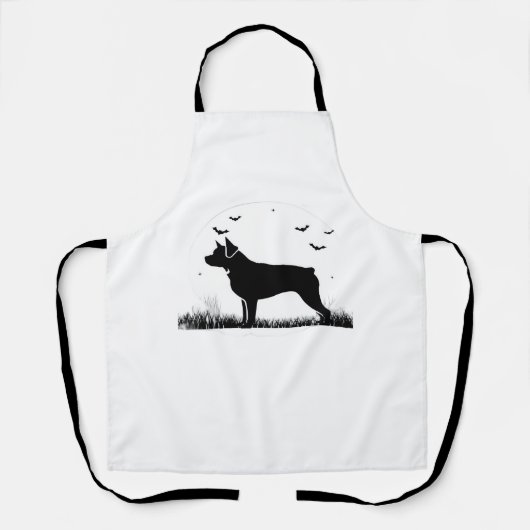 ロットワイラードッグ – ハロウィンムーンシルエットオーバーシズ エプロン (正面)