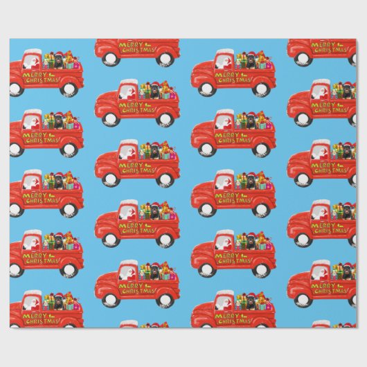 ロットワイラードッグinクリスマスデリバリートラック ラッピングペーパー (フラット)