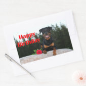 ロットワイラーハッピーバースデー 長方形シール (封筒)