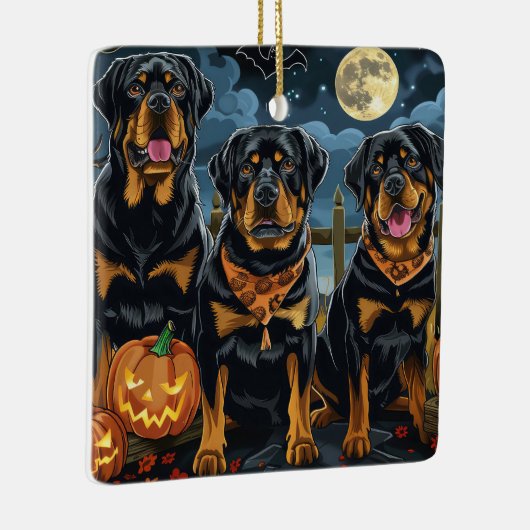 ロットワイラーハロウィン不気味 セラミックオーナメント (右)