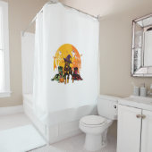 ロットワイラーハロウィーンの仮装の犬の恋人 シャワーカーテン (インサイチュ)