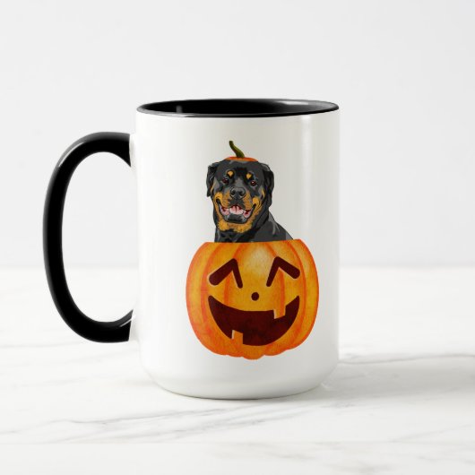 ロットワイラーハロウィーンコーヒーマグ マグカップ (左)