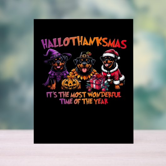 ロットワイラーハロウィーン感謝祭クリスマスクラス アクリルサイン (ニュートラル)