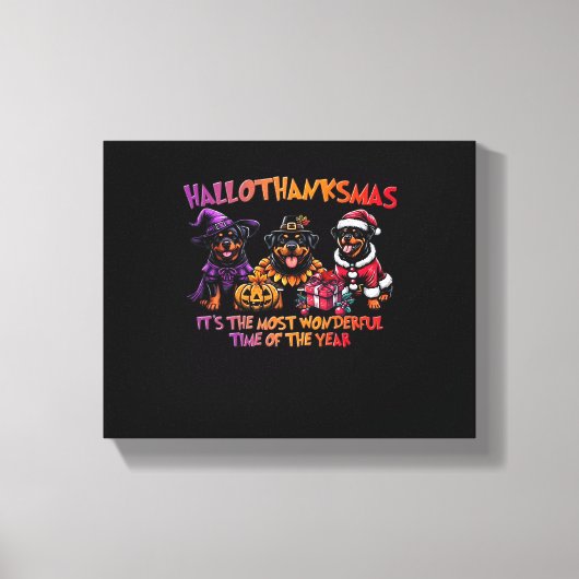 ロットワイラーハロウィーン感謝祭クリスマスクラス キャンバスプリント (正面)