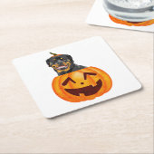 ロットワイラーハロウィーン スクエアペーパーコースター (アングル)