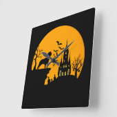 ロットワイラーハロウィーン スクエア壁時計 (傾斜)