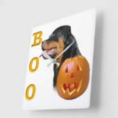 ロットワイラーハロウィーン スクエア壁時計 (傾斜)