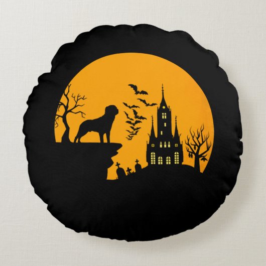 ロットワイラーハロウィーン ラウンドクッション (正面)