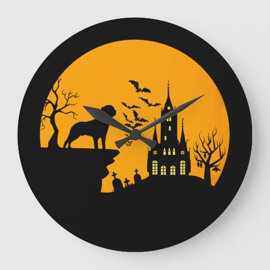 ロットワイラーハロウィーン ラージ壁時計 (正面)