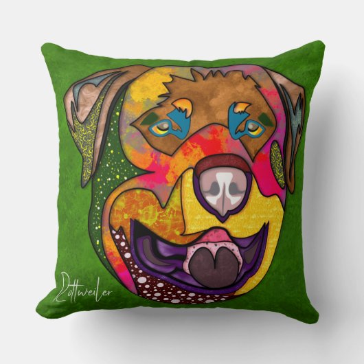 ロットワイラーハンド絵を描装飾用クッション クッション (正面)