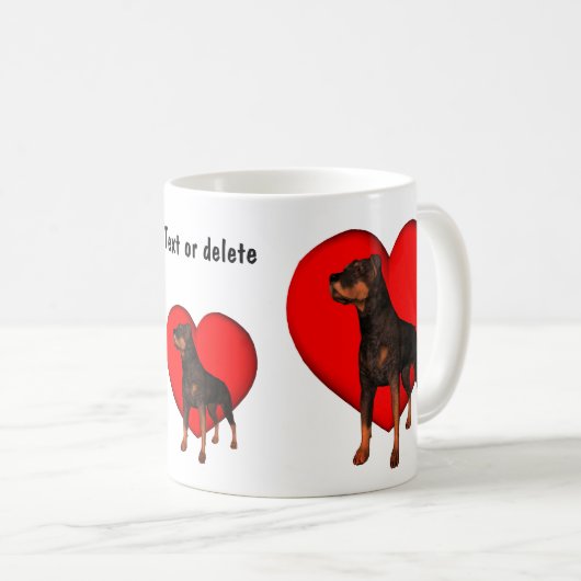 ロットワイラーハートドッグパーソナライズされた恋人 コーヒーマグカップ (正面右)