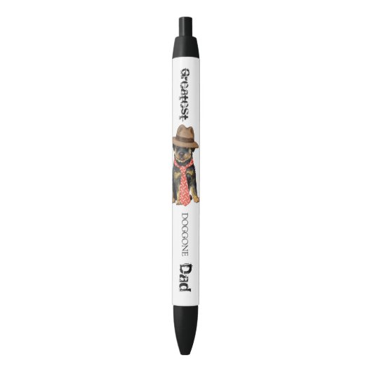 ロットワイラーパパ 黒ボールペン (正面縦)