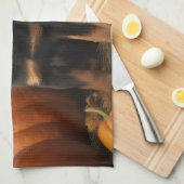 ロットワイラーパピーオータムデライトカボチャ キッチンタオル (四つ折り)