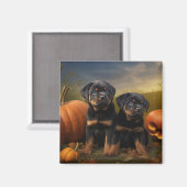 ロットワイラーパピーオータムデライトカボチャ マグネット (正面/裏面)