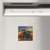 ロットワイラーパピーオータムデライトカボチャ マグネット (インサイチュ (食洗機))