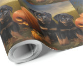 ロットワイラーパピーオータムデライトカボチャ ラッピングペーパー (ロールコーナー)