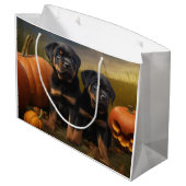ロットワイラーパピーオータムデライトカボチャ ラージペーパーバッグ (裏面アングル)