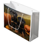 ロットワイラーパピーオータムデライトカボチャ ラージペーパーバッグ (正面アングル)