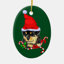 ロットワイラーパピークリスマス セラミックオーナメント