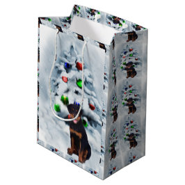 ロットワイラーパピークリスマス ミディアムペーパーバッグ