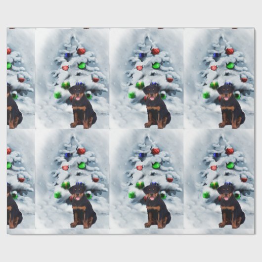 ロットワイラーパピークリスマス ラッピングペーパー (フラット)