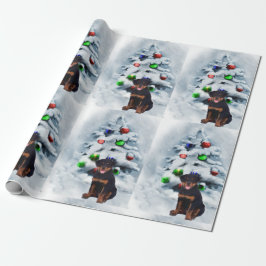 ロットワイラーパピークリスマス ラッピングペーパー
