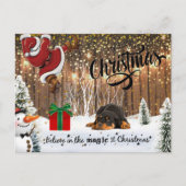 ロットワイラーパピーサンタギフトクリスマス シーズンポストカード (正面)